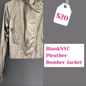 BlankNYC Silver Pleather Bomber Jacket